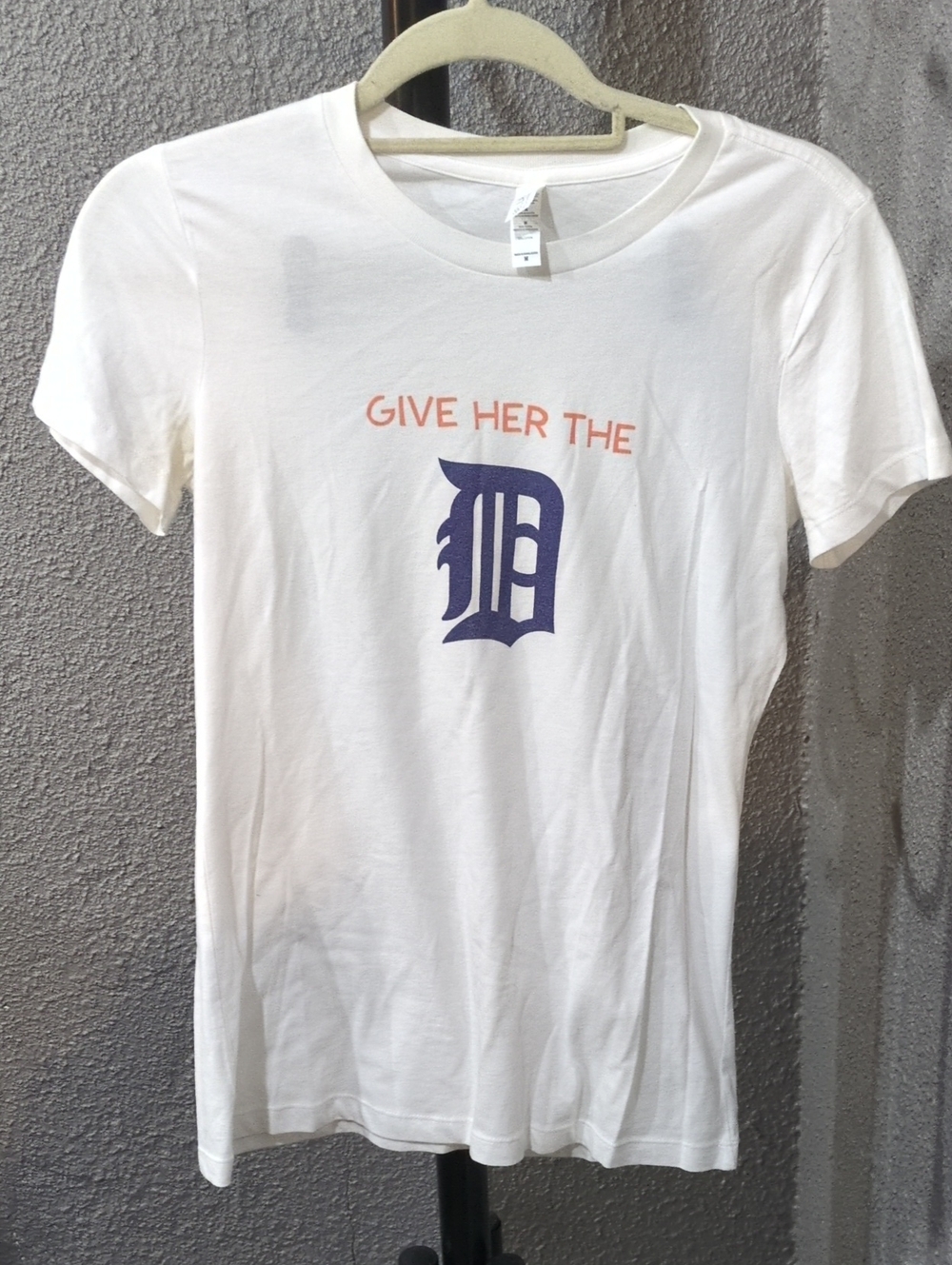 Bella Canvas White Tee with Blue 'D' and Orange Text